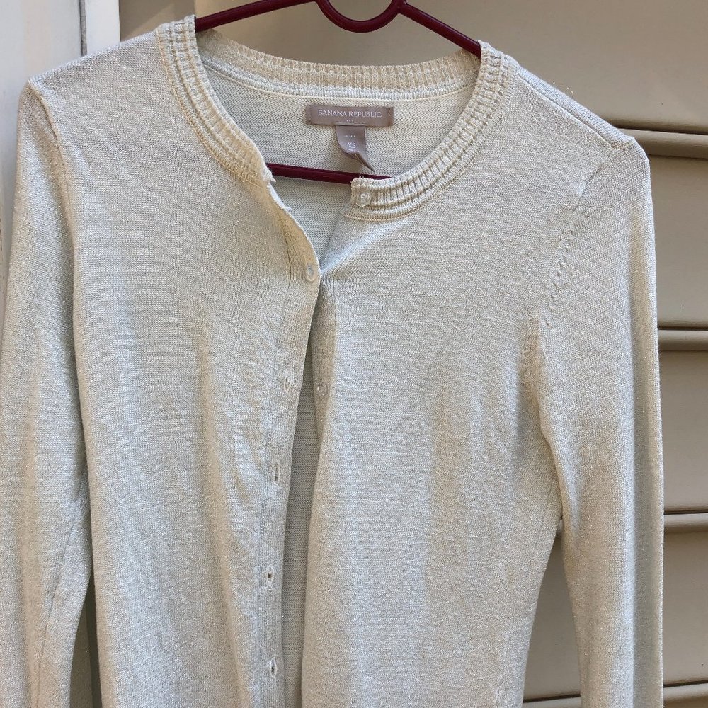 Banana Republic White/Silver Cardigan XS